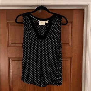 Maeve Black Tank with White Crescent Dot Print